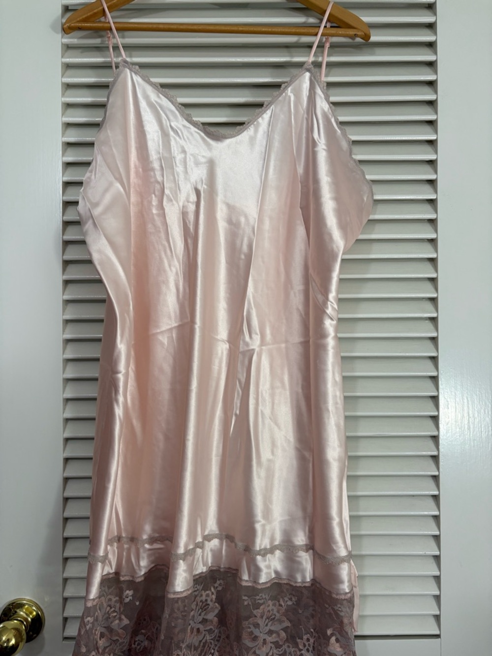 Silky Pink Lace Trim Slip Dress - Women Intimates